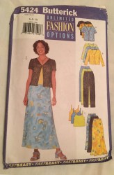 5424 BUTTERICK SO EZ LOOSE TOP SLEEVES  OR NOT, LONG SKIRT,  PANTS PATTERN 6-10